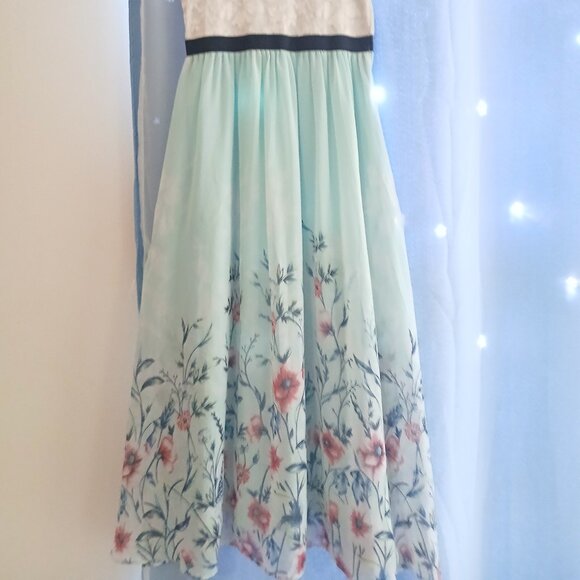 Cute Rare Editions Teal And White Floral Dress - Picture 2 of 8